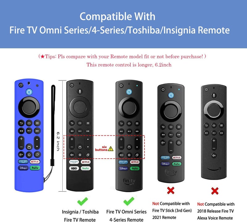 FiiMan Voice Remote Silicone Case Compatible With Toshiba/Insignia Firetv Omni Series or TV 4-Series - Lightweight Anti-Slip Shockproof Cover With Lanyard (Blue) - Image 1